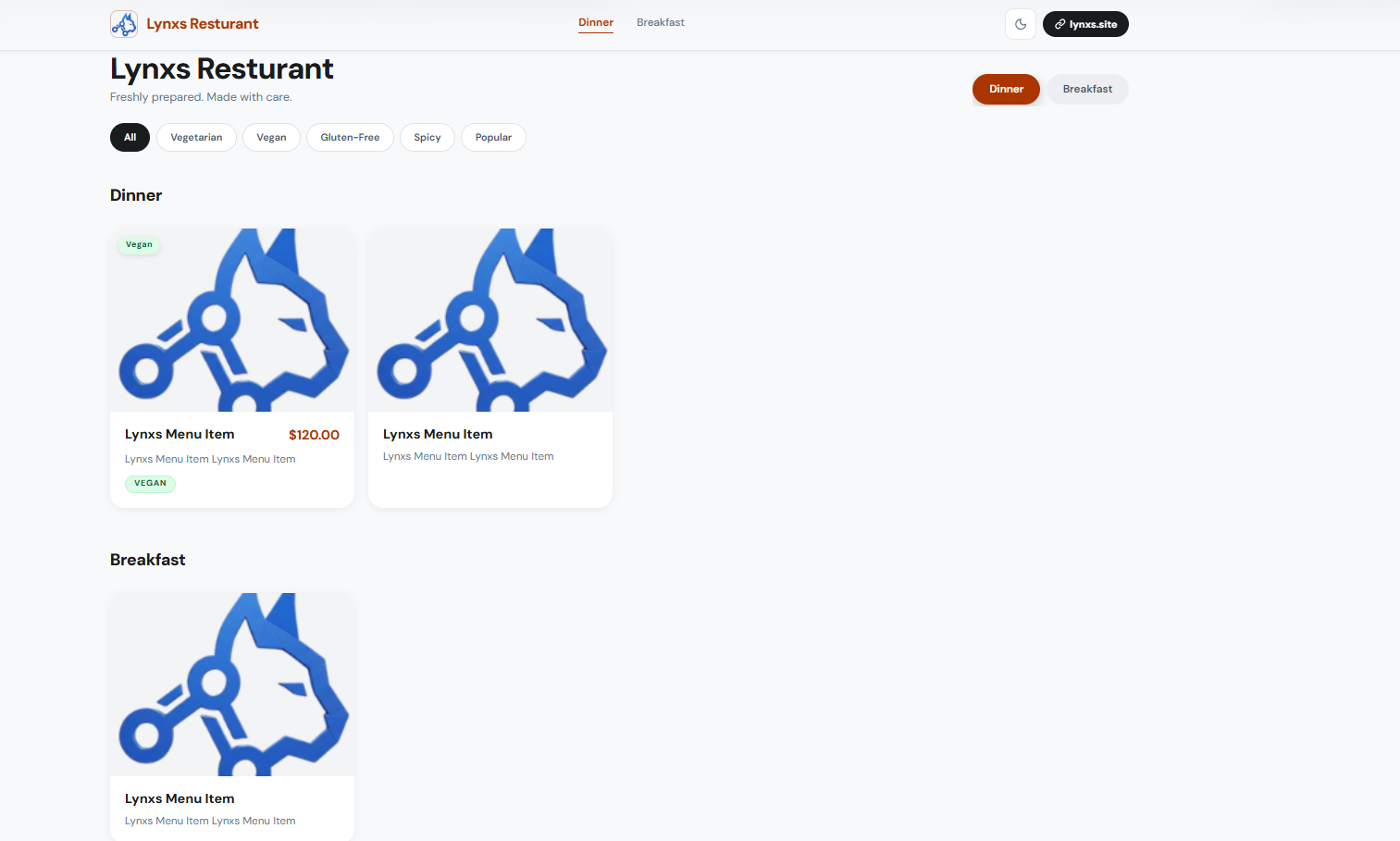 Digital Restaurant Menu preview